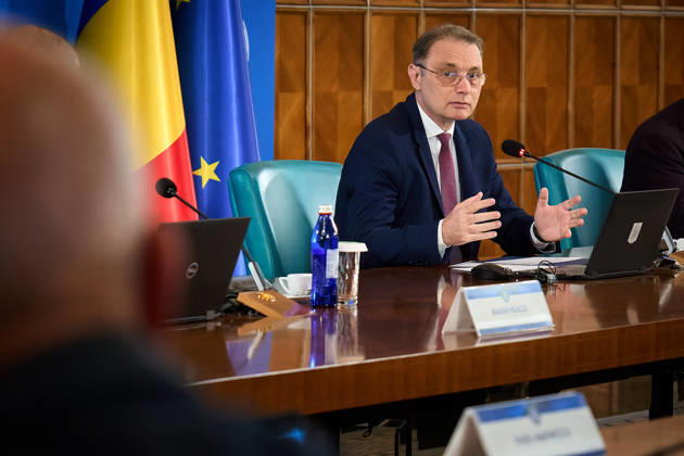 Romanian Government, Cabinet Meeting Bucharest, Romania. 23rd Oct, 2026: Luca Niculescu, Prime Minister of Romania, leads the government meeting at Victoria Palace, the Romanian Government headquarters. Bucharest Romania Copyright: xLucianxAlecux