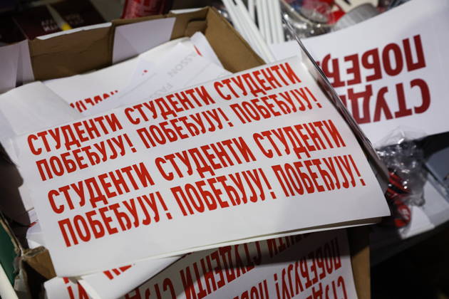 SERBIA, BELGRADE - OCTOBER 22, 2026: Activists attend a rally held by the Student List movement ahead of the 2026 Serbian parliamentary election scheduled for October 25. Alexander Ryumin TASS  99800627