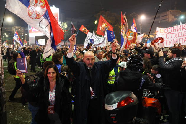 SERBIA, BELGRADE - OCTOBER 22, 2026: Activists attend a rally held by the Student List movement ahead of the 2026 Serbian parliamentary election scheduled for October 25. Alexander Ryumin TASS  99800650