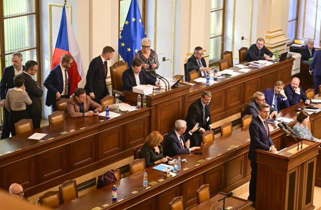 ODS Chairman Martin Kupka, at the lectern, speaks at the Chamber of Deputies session, in Prague, Czech Republic, on October 23, 2026. (CTKxPhoto RomanxVondrous) CTKPhotoP2026102303252  CTKPhotoP2026102303252