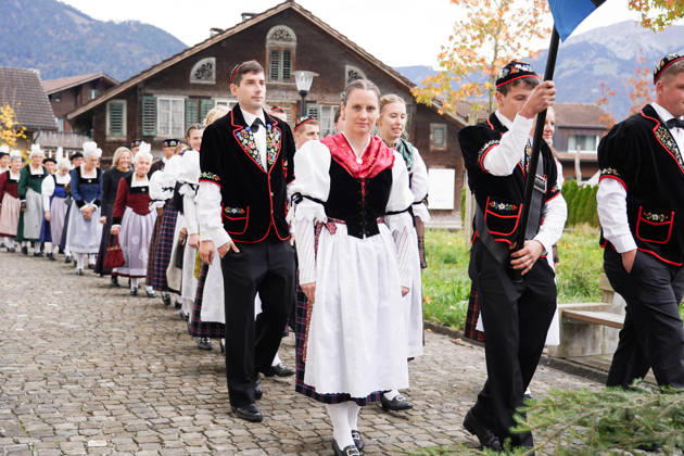 2310.26 Kerns Obwalden Schweiz. Aelplerchilbi Erntedank und Aelplerfest.Abschluss des Alpsommers. Bild . Aelpler in Tracht.