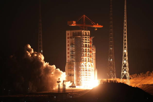 (261023) -- TAIYUAN, Oct. 23, 2026 -- A modified Long March-6 carrier rocket carrying the Yaogan-50 03 satellite blasts off from the Taiyuan Satellite Launch Center in north China s Shanxi Province, Oct. 23, 2026. The Yaogan-50 03 satellite was launched at 6:15 p.m. (Beijing Time) and entered its planned orbit. The launch mission was a complete success. (Photo by Xinhua) (EyesOnSci) CHINA-SHANXI-TAIYUAN-SATELLITE-LAUNCH (CN) DongxMeng 