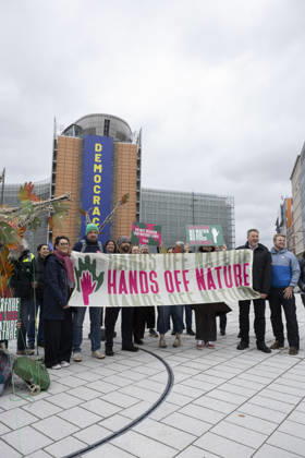 Hands off Nature Brussels, 23 10 2026 : Manifestation , Hands off Nature in the presence of Commissioner Jessika Roswall. Credit : Content Curation . Brussels Belgium  Copyright: xContentxCurationx ContentxCurationx