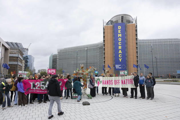 Hands off Nature Brussels, 23 10 2026 : Manifestation , Hands off Nature in the presence of Commissioner Jessika Roswall. Credit : Content Curation . Brussels Belgium  Copyright: xContentxCurationx ContentxCurationx