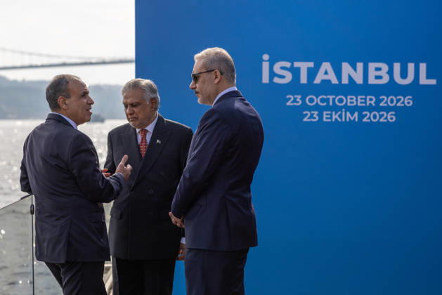 R4 Foreign Ministers Meeting in Istanbul ISTANBUL, TURKIYE - OCTOBER 23: Turkish Foreign Minister Hakan Fidan (R) meets with Pakistani Foreign Minister Muhammad Ishaq Dar (C), Egyptian Foreign Minister Badr Abdelatty (L), and Saudi Arabian Foreign Minister Faisal bin Farhan Al Saud (not seen) on the sidelines of R4 Foreign Ministers Meeting, bringing together Turkiye, Egypt, Pakistan and Saudi Arabia, hosted by Fidan in Istanbul, Turkiye, on October 23, 2026. Mustafa Hatipoglu Anadolu Istanbul Turkey. Editorial use only. Please get in touch for any other usage.  Copyright: x2026xAnadoluxMustafaxHatipoglux