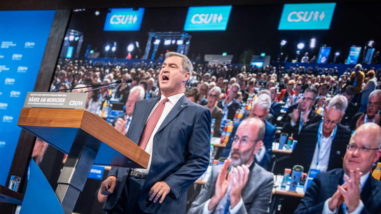 Markus Söder, CSU-Parteivorsitzender und Ministerpräsident von Bayern, auf dem Parteitag;Parteitag der CSU in München, München Bayern Deutschland Messegelände München