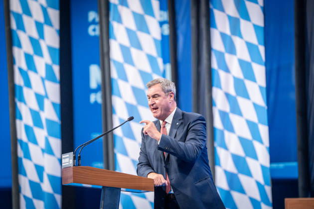 Markus Söder, CSU-Parteivorsitzender und Ministerpräsident von Bayern, auf dem Parteitag;Parteitag der CSU in München, München Bayern Deutschland Messegelände München