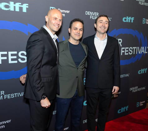 October 23, 2026, Denver, Colorado, USA: CEO of DFF KEVIN SMITH, Screen writer PETER GAMBLE of the film I Play Rocky, and DFF Artistic Director MATT CAMPBELL pose for a photo during the 49th. Denver Film Festival Red Carpet event at the Ellie Caulkins Opera House Thursday night. Credit Image: ZUMA Press Wire) Denver USA - ZUMAav4_ 20261023_zaf_av4_017 Copyright: xHectorxAcevedox