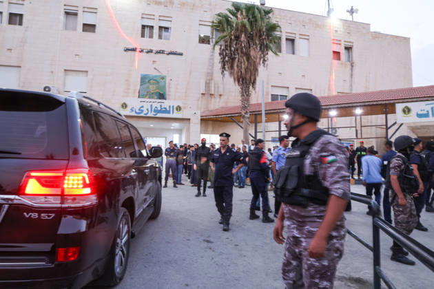 7 killed, 28 injured in funeral shooting near church in Jordan’s Karak KARAK, JORDAN - OCTOBER 23: Security forces take measures at Prince Ali bin Al-Hussein Military Hospital after seven people killed and 28 others injured in an armed attack at a church in Karak, Jordan on October 23, 2026. Salah Malkawi Anadolu Karak Jordan. Editorial use only. Please get in touch for any other usage.  Copyright: x2026xAnadoluxSalahxMalkawix