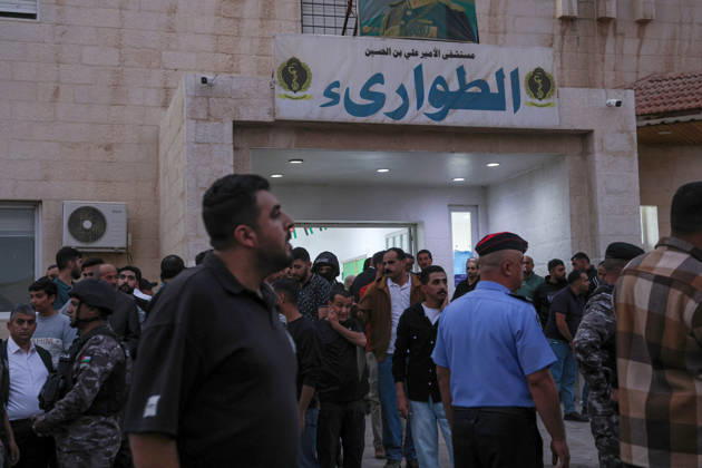 7 killed, 28 injured in funeral shooting near church in Jordan’s Karak KARAK, JORDAN - OCTOBER 23: Security forces take measures at Prince Ali bin Al-Hussein Military Hospital after seven people killed and 28 others injured in an armed attack at a church in Karak, Jordan on October 23, 2026. Salah Malkawi Anadolu Karak Jordan. Editorial use only. Please get in touch for any other usage.  Copyright: x2026xAnadoluxSalahxMalkawix