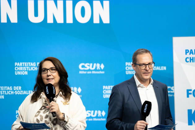 Parteitag 2026 der Partei CSU (Christlich-Soziale-Union) in der Messe München. Forum: KOMMUNALPOLITIK, STARKE KOMMUNEN. GUTE ZUKUNFT. Tanja Schorer-Dremel (MdL) und CSU Generalsekretär Martin Huber (MDL)