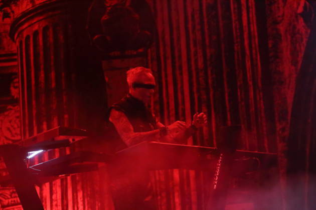 Geir Gerlioz Bratland von der Band Dimmu Borgir bei einem Konzert in der Columbiahalle in Berlin, 23. Oktober 2026. Behemoth & Dimmu Borgir Konzert Berlin