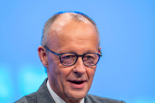 Tag 2, Parteitag 2026 der Partei CSU (Christlich-Soziale-Union) in der Messe München. Friedrich Merz (Bundeskanzler BRD Bundesrepublik Deutschland, CDU) Einzelbild