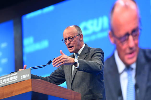 Rede Bundeskanzler Friedrich MERZ, CSU Parteitag 2026 am 23.und 24.10..2026 MESSE MUENCHEN