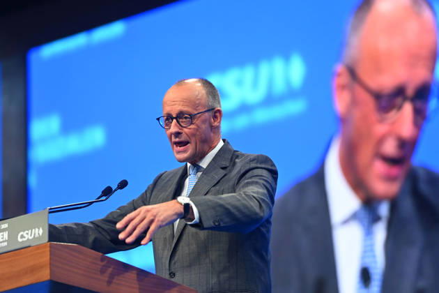 Rede Bundeskanzler Friedrich MERZ, CSU Parteitag 2026 am 23.und 24.10..2026 MESSE MUENCHEN