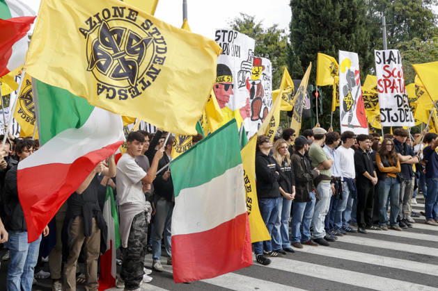 Students protest in Rome ROME, ITALY - OCTOBER 24: Members of Azione Studentesca (Student Action), a far-right student movement, take part in a demonstration in Rome, Italy, on October 24, 2026. Riccardo De Luca Anadolu Rome Italy. Editorial use only. Please get in touch for any other usage.  Copyright: x2026xAnadoluxRiccardoxDexLucax