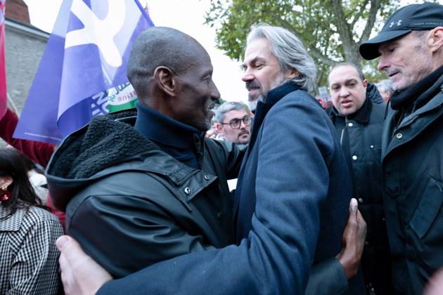 Politics at Demonstration Against French Far-Right Party RN - Orleans Saint-Denis Mayor Bally Bagayoko and La France Insoumise - Nouveau Front Populaire s group MP Aymeric Caron attending demonstration against French far-right party French far-right party Rassemblement National RN in Orleans, France on October 24 2026 before the beginning of the XIXth Congress French far-right party Rassemblement National RN organized in Orleans. Photo by Franck Castel ABACAPRESS.COM Orleans France  Copyright: xCastelxFranck ABACAx