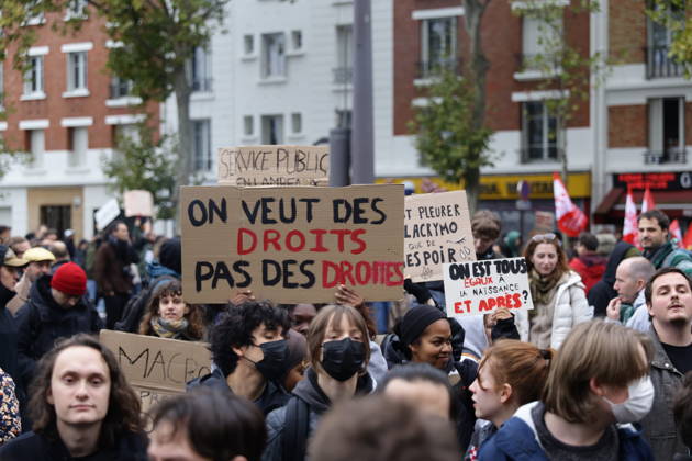 Demonstrators gather near Porte d Italie amid ongoing protests in Paris PARIS, FRANCE - OCTOBER 24: Demonstrators gather near Porte d Italie in Paris, France, on October 24, 2026, during a demonstration amid ongoing social and political tensions in France. Ibrahim Ezzat Anadolu Paris France. Editorial use only. Please get in touch for any other usage.  Copyright: x2026xAnadoluxIbrahimxEzzatx