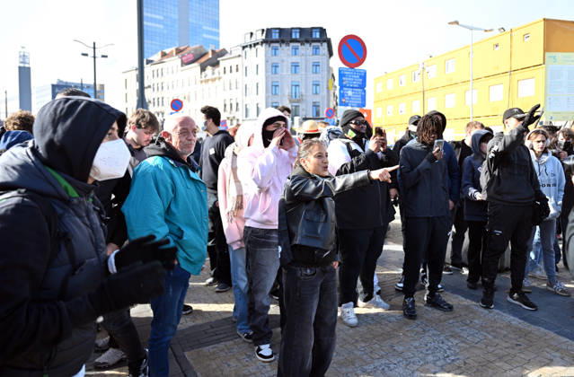 Protesters gather in Brussels to demonstrate against federal government policies BRUSSELS, BELGIUM - OCTOBER 24: Protesters gather at Albertine Square in Brussels, Belgium, on October 24, 2026, following calls from various civil society organizations, trade unions, and student groups to voice opposition to the federal government s economic policies, rising living costs, and proposed budget cuts to social welfare programs. The protest ended after police intervention. Dursun Aydemir Anadolu Brussels Belgium. Editorial use only. Please get in touch for any other usage.  Copyright: x2026xAnadoluxDursunxAydemirx
