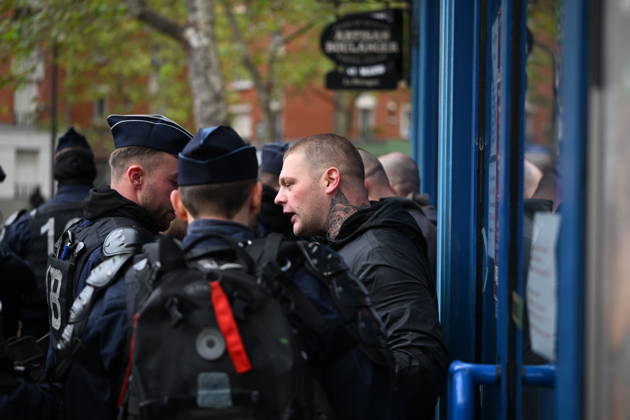 Police intervene in demonstrators amid ongoing protests in Paris PARIS, FRANCE - OCTOBER 24: Demonstrators carrying banners, gather during a demonstration amid ongoing social and political tensions in Paris, France, on October 24, 2026. Police take security measures during the protests. Mouneb Taim Anadolu Paris France. Editorial use only. Please get in touch for any other usage.  Copyright: x2026xAnadoluxMounebxTaimx