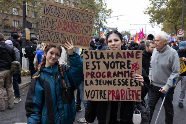 Demonstration on Saturday, October 24, 2026, starting at the Porte d’Italie in Paris. A large-scale rally brought together a massive crowd in the streets of the capital, reflecting strong popular mobilization. The demonstrators set off from the south of Paris, forming a dense procession in an atmosphere of collective mobilization. Frederic Levebvre Bestimage Paris France Copyright: xFredericxLefebvrex xBestimagexFredericxLefebvrex xBestimagex