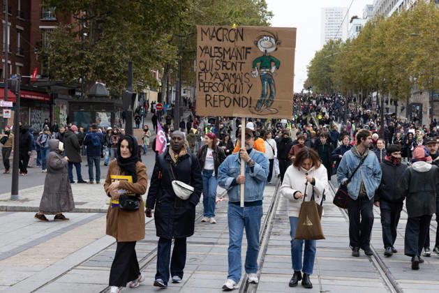Demonstration on Saturday, October 24, 2026, starting at the Porte d’Italie in Paris. A large-scale rally brought together a massive crowd in the streets of the capital, reflecting strong popular mobilization. The demonstrators set off from the south of Paris, forming a dense procession in an atmosphere of collective mobilization. Frederic Levebvre Bestimage Paris France  Copyright: xFredericxLefebvrex xBestimagexFredericxLefebvrex xBestimagex