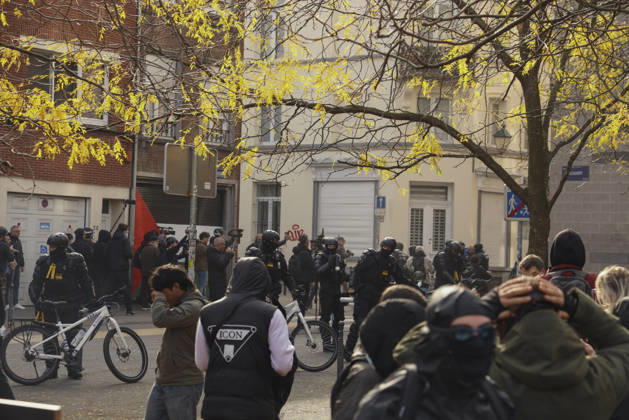 Brussels Belgium Education Protest Protesters march along a street as police officers stand nearby in Brussels, Belgium on October 24, 2026. Hundreds of mainly young protesters gathered in Brussels to demand more funding for education and public services. Demonstrators further criticized police conduct, accusing officers of excessive force during previous rallies. Brussels Brussels Capital Belgium Copyright: xMohammedxHamadax