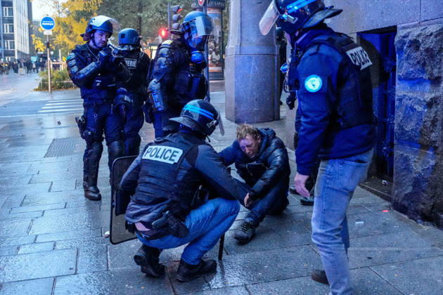 Police intervene in demonstrators amid ongoing protests in Nancy NANCY, FRANCE - OCTOBER 24: Police clash with protesters with water cannons and tear gas during a demonstration amid ongoing social and political tensions in Nancy, France, on October 24, 2026. Muhammed Said Tako Anadolu Nancy France. Editorial use only. Please get in touch for any other usage.  Copyright: x2026xAnadoluxMuhammedxSaidxTakox