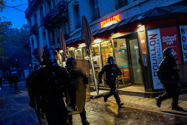 Police intervene in demonstrators amid ongoing protests in Nancy NANCY, FRANCE - OCTOBER 24: Police clash with protesters with water cannons and tear gas during a demonstration amid ongoing social and political tensions in Nancy, France, on October 24, 2026. Muhammed Said Tako Anadolu Nancy France. Editorial use only. Please get in touch for any other usage.  Copyright: x2026xAnadoluxMuhammedxSaidxTakox