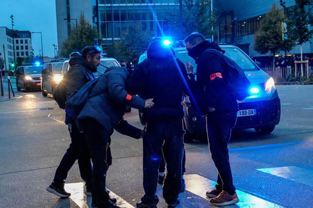 Police intervene in demonstrators amid ongoing protests in Nancy NANCY, FRANCE - OCTOBER 24: Police clash with protesters with water cannons and tear gas during a demonstration amid ongoing social and political tensions in Nancy, France, on October 24, 2026. Muhammed Said Tako Anadolu Nancy France. Editorial use only. Please get in touch for any other usage.  Copyright: x2026xAnadoluxMuhammedxSaidxTakox