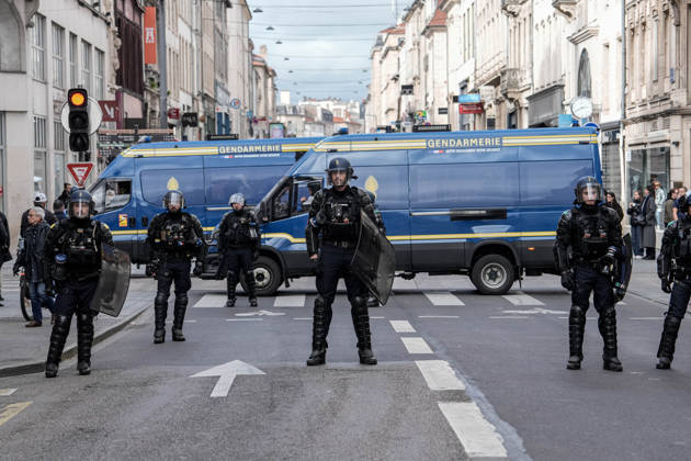 Police intervene in demonstrators amid ongoing protests in Nancy NANCY, FRANCE - OCTOBER 24: Protesters holding banners gather as police take security measures during a demonstration amid ongoing social and political tensions in Nancy, France, on October 24, 2026. Muhammed Said Tako Anadolu Nancy France. Editorial use only. Please get in touch for any other usage.  Copyright: x2026xAnadoluxMuhammedxSaidxTakox
