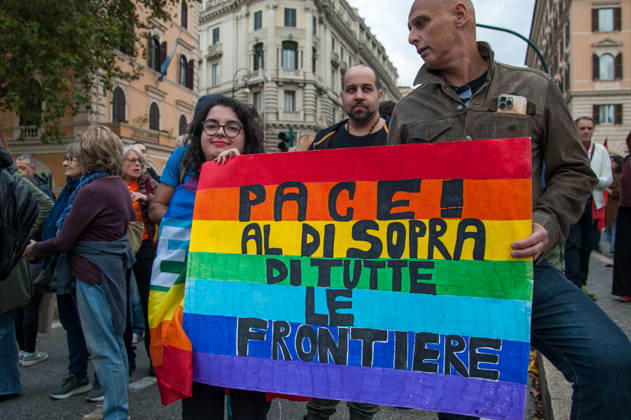 IPA90132248 - October 24, 2026: Demonstration in Rome organized by the October 17 Movement. P.S.: The photo may be used provided that the context in which it was taken is respected and that it is not used with the intent to defame or disparage the dignity of the individuals depicted.  Copyright: xStefanoxRonchinix xStefanoxxRonchinix IPA90132248