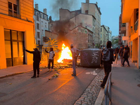 Lyon France Protests October 24 Demonstrators stand near a fire on a street during a protest in Lyon, France on October 24, 2026. Authorities deployed around 70,000 security personnel across France for renewed protests over the cost of living, after unrest a week earlier saw public buildings damaged, hundreds of shops looted and about 2,700 people arrested. Lyon Rhone Alpes France Copyright: xAbolfazlxSalmanzadehx