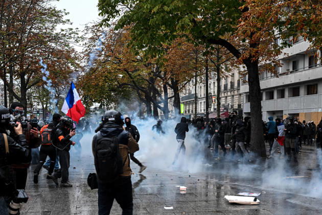 October 24, 2026, Paris, Antwerp, France: PARIS - OCTOBER 24 2026..110,000 people have taken to the streets in Paris for the second weekend running. Across France, the figure stands at 450,000. .The City of Paris authorised a demonstration away from the city centre after events got completely out of hand last weekend..Various trade unions, united under the well-known banner of Les Gilets Jaunes, together with the young people who have been protesting for weeks, had called for this demonstration..It was a colourful mix of young and old and people of all ethnicities¦ who took to the streets together to demand, amongst other things, greater purchasing power, to protest against the genocide in Gaza and against racism¦..Shortly after - ZUMAr234 20261024_zip_r234_028 Copyright: xBobxReijndersx
