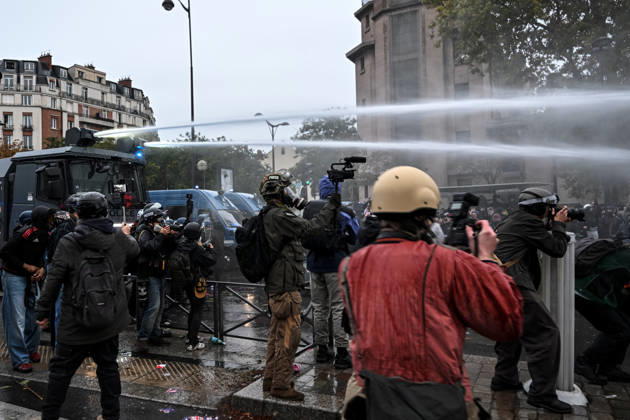 October 24, 2026, Paris, Antwerp, France: PARIS - OCTOBER 24 2026..110,000 people have taken to the streets in Paris for the second weekend running. Across France, the figure stands at 450,000. .The City of Paris authorised a demonstration away from the city centre after events got completely out of hand last weekend..Various trade unions, united under the well-known banner of Les Gilets Jaunes, together with the young people who have been protesting for weeks, had called for this demonstration..It was a colourful mix of young and old and people of all ethnicities¦ who took to the streets together to demand, amongst other things, greater purchasing power, to protest against the genocide in Gaza and against racism¦..Shortly after - ZUMAr234 20261024_zip_r234_031 Copyright: xBobxReijndersx