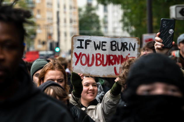 October 24, 2026, Paris, Antwerp, France: PARIS - OCTOBER 24 2026..110,000 people have taken to the streets in Paris for the second weekend running. Across France, the figure stands at 450,000. .The City of Paris authorised a demonstration away from the city centre after events got completely out of hand last weekend..Various trade unions, united under the well-known banner of Les Gilets Jaunes, together with the young people who have been protesting for weeks, had called for this demonstration..It was a colourful mix of young and old and people of all ethnicities¦ who took to the streets together to demand, amongst other things, greater purchasing power, to protest against the genocide in Gaza and against racism¦..Shortly after - ZUMAr234 20261024_zip_r234_014 Copyright: xBobxReijndersx