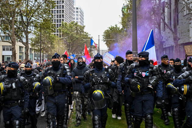 October 24, 2026, Paris, Antwerp, France: PARIS - OCTOBER 24 2026..110,000 people have taken to the streets in Paris for the second weekend running. Across France, the figure stands at 450,000. .The City of Paris authorised a demonstration away from the city centre after events got completely out of hand last weekend..Various trade unions, united under the well-known banner of Les Gilets Jaunes, together with the young people who have been protesting for weeks, had called for this demonstration..It was a colourful mix of young and old and people of all ethnicities¦ who took to the streets together to demand, amongst other things, greater purchasing power, to protest against the genocide in Gaza and against racism¦..Shortly after - ZUMAr234 20261024_zip_r234_008 Copyright: xBobxReijndersx