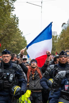 October 24, 2026, Paris, Antwerp, France: PARIS - OCTOBER 24 2026..110,000 people have taken to the streets in Paris for the second weekend running. Across France, the figure stands at 450,000. .The City of Paris authorised a demonstration away from the city centre after events got completely out of hand last weekend..Various trade unions, united under the well-known banner of Les Gilets Jaunes, together with the young people who have been protesting for weeks, had called for this demonstration..It was a colourful mix of young and old and people of all ethnicities¦ who took to the streets together to demand, amongst other things, greater purchasing power, to protest against the genocide in Gaza and against racism¦..Shortly after - ZUMAr234 20261024_zip_r234_001 Copyright: xBobxReijndersx