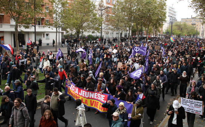 Yellow Vests Protest Act II - Paris Demonstration in favor of purchasing power, the protection of public services, and fiscal and social justice, in Paris on October 24, 2026 as part of a nationwide call for mobilisation bringing together former members of the Yellow Vest movement, labor unions, high school and university students. Photo by Florian Aventurier ABACAPRESS.COM Paris France  Copyright: xAvenetxPascal ABACAx