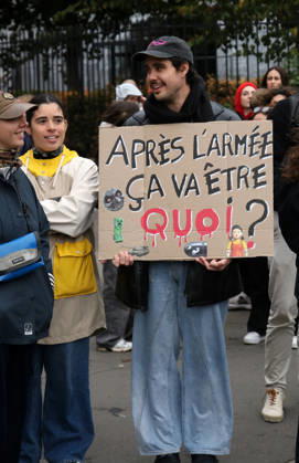 Yellow Vests Protest Act II - Paris Demonstration in favor of purchasing power, the protection of public services, and fiscal and social justice, in Paris on October 24, 2026 as part of a nationwide call for mobilisation bringing together former members of the Yellow Vest movement, labor unions, high school and university students. Photo by Florian Aventurier ABACAPRESS.COM Paris France  Copyright: xAvenetxPascal ABACAx