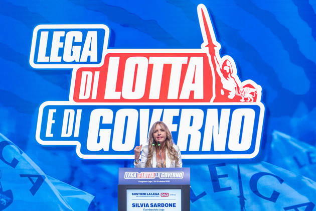 News - Congresso Federale della Lega Silvia Sardone, Milan mayor candidate speaks to the crowd at Lega national congress. Milan, Italy, 25 10 2026 Milano Milano Italy Copyright: xLeonardoxGaravagliax xLiveMediax LPN_2769520