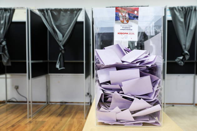 SERBIA, BELGRADE - OCTOBER 25, 2026: A ballot box is seen at a polling station during the 2026 Serbian parliamentary election. On 25 October, the Serbs went to the polls to elect members of the country s unicameral parliament, Narodna Skupshtina. Alexander Ryumin TASS  99953363
