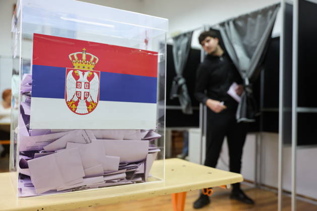 SERBIA, BELGRADE - OCTOBER 25, 2026: A ballot box is seen at a polling station during the 2026 Serbian parliamentary election. On 25 October, the Serbs went to the polls to elect members of the country s unicameral parliament, Narodna Skupshtina. Alexander Ryumin TASS  99953366