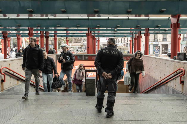 October 25, 2026, Milan, Mi, Italy: Police checks at Milan Cadorna railway station, shortly before a potential unauthorized demonstration. The event takes place the weekend following protests against the high cost of living: protests that descended into urban guerrilla warfare, resulting in the looting of shops and damage to entire streets. Milan Italy  - ZUMAc276 20261025_zip_c276_005 Copyright: xAndreaxCarrubbax