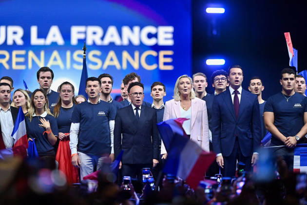 Biggest meeting to launch the 2027 presidential election of French far-right party (RN) in Orleans Marine Le Pen, far-right party Rassemblement National (RN) candidate in France s 2027 presidential election and Jordan Bardella, president of Rassemblement National (RN) attending biggest meeting to launch the 2027 presidential election campaign, in Orleans, France on October 25, 2026. Photo by Franck Castel ABACAPRESS.COM Orleans France  Copyright: xCastelxFranck ABACAx
