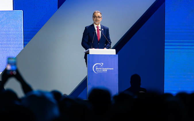 October 25, 2026, Doha, Qatar: Pedro Manuel Moreno, Acting Secretary-General, UN Trade and Development (UNCTAD), speaks during the opening ceremony of the 9th World Investment Forum (WIF 2026). The three-day summit, organized by United Nations Conference on Trade and Development Doha Qatar - ZUMAs197 20261025_aaa_s197_133 Copyright: xNoushadxVariyattiyakkalx