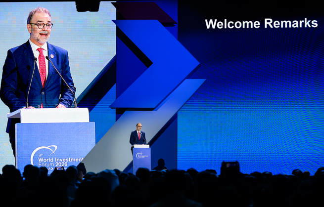 October 25, 2026, Doha, Qatar: Pedro Manuel Moreno, Acting Secretary-General, UN Trade and Development (UNCTAD), speaks during the opening ceremony of the 9th World Investment Forum (WIF 2026). The three-day summit, organized by United Nations Conference on Trade and Development Doha Qatar - ZUMAs197 20261025_aaa_s197_135 Copyright: xNoushadxVariyattiyakkalx