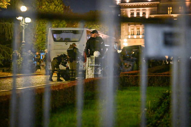October 25, 2026, Belgrade, Belgrade, Serbia: Heavy police presence at Pioneers Park in Belgrade, on the night of the Serbian elections on 25 October, 2026 Belgrade Serbia  - ZUMAa256 20261025_zip_a256_001 Copyright: xDanielxAlfoldix