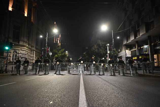 October 25, 2026, Belgrade, Belgrade, Serbia: Heavy police presence at Pioneers Park in Belgrade, on the night of the Serbian elections on 25 October, 2026 Belgrade Serbia  - ZUMAa256 20261025_zip_a256_003 Copyright: xDanielxAlfoldix