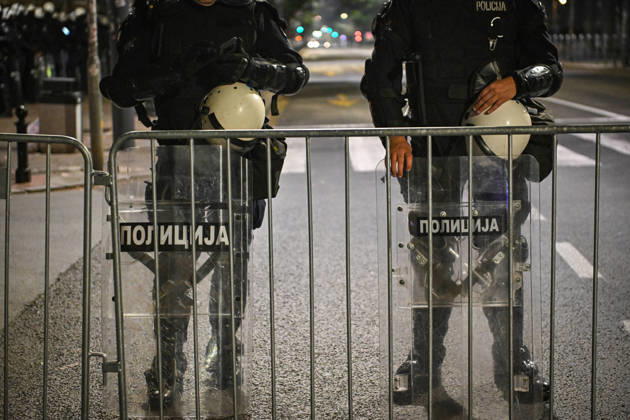 October 25, 2026, Belgrade, Belgrade, Serbia: Heavy police presence at Pioneers Park in Belgrade, on the night of the Serbian elections on 25 October, 2026 Belgrade Serbia - ZUMAa256 20261025_zip_a256_004 Copyright: xDanielxAlfoldix